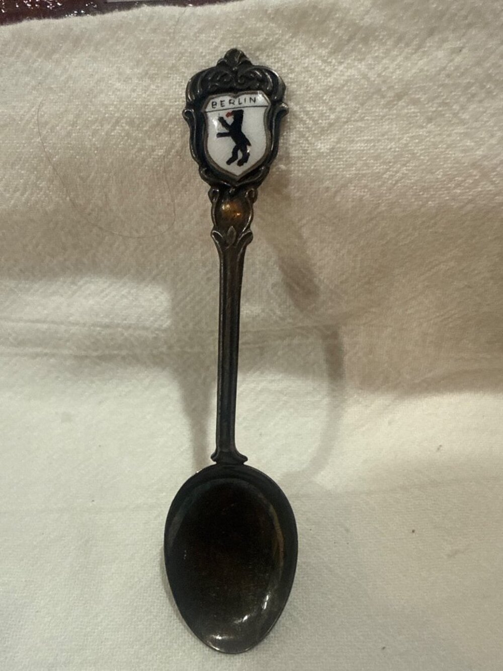 Vintage Berlin Souvenir Spoon With Enamel Crest Design And Ornate Handle
